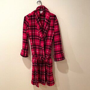 Charter Club Women's Plush Wrap Robe  Red Black Check  Size: XS